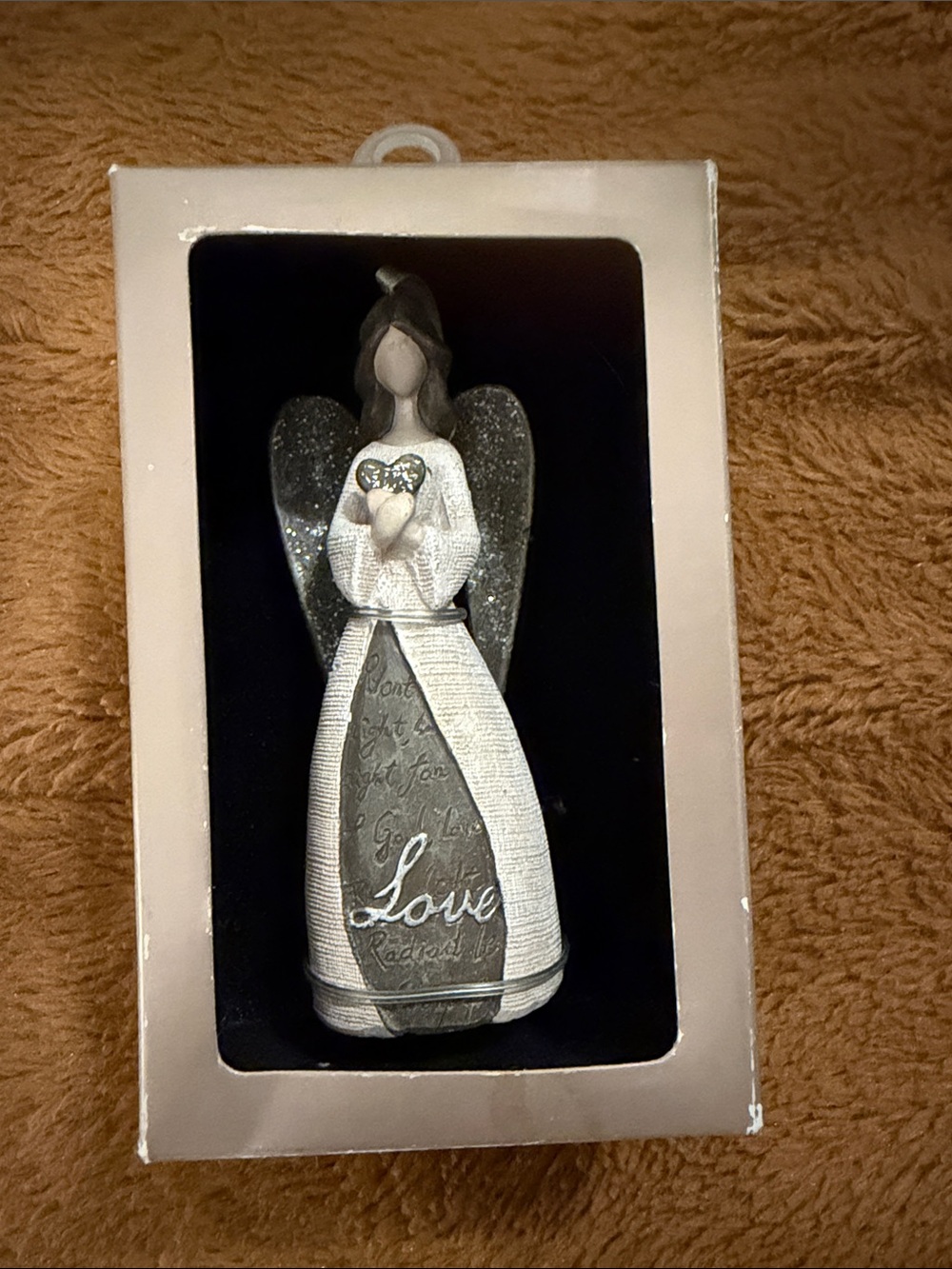 St Nicholas Square spiritual Angel wings Ornament Love glitter NIB
